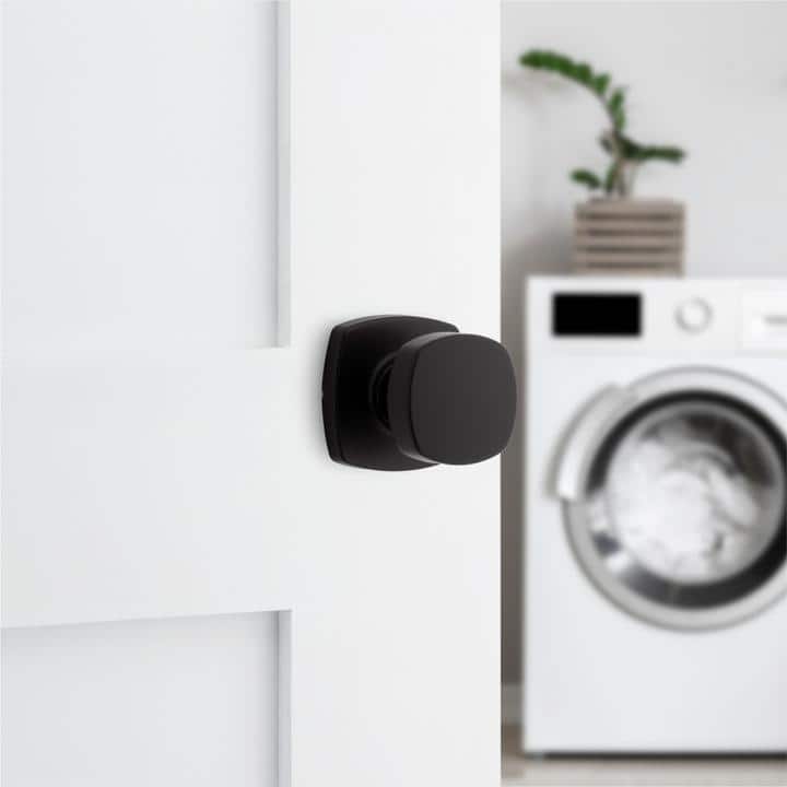 Kwikset Arroyo Matte Black Hall/Closet Knob with Soft Modern Rose (2)