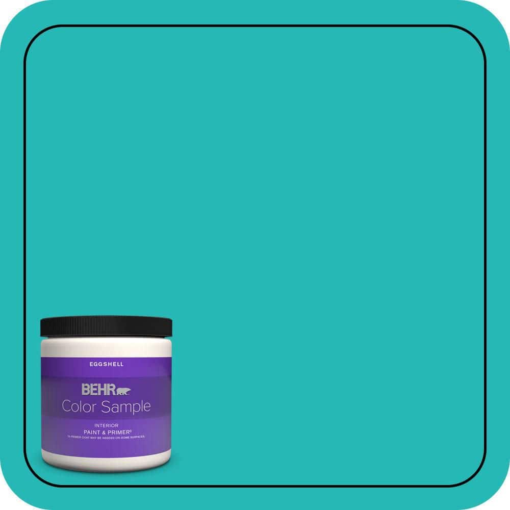 BEHR PREMIUM PLUS 8 oz. #MQ4-21 Caicos Turquoise Eggshell Enamel Interior Paint & Primer Color Sample