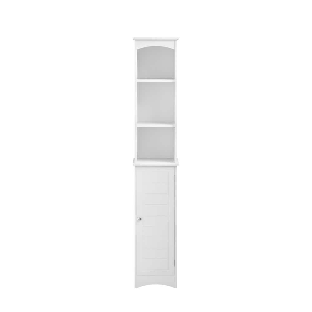Miscool Avex 11.81 in. W x 11.81 in. D x 64.17 in. H White Wood Freestanding Bathroom Storage Cabinet with Adjustable Shelves (1)