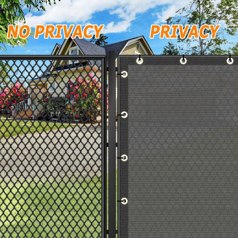 Unbranded 4 x 25 ft. HDPE Privacy Screen Fence, 90% Blockage Heavy Duty 175 GSM Fencing Mesh Net Cover for Garden, Dark Gray (2)