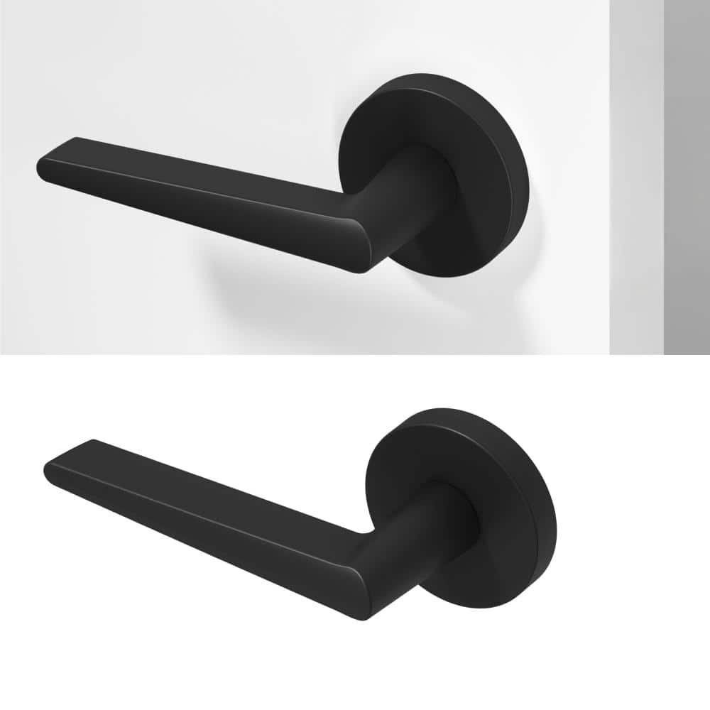 Okun Halo Metal Matte Black Dummy Door Handle with Round Rosette (1)