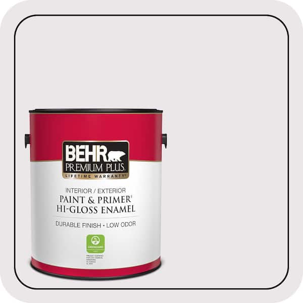 BEHR PREMIUM PLUS 1 gal. #PR-W03 Melodic White Hi-Gloss Enamel Interior/Exterior Paint & Primer (2)