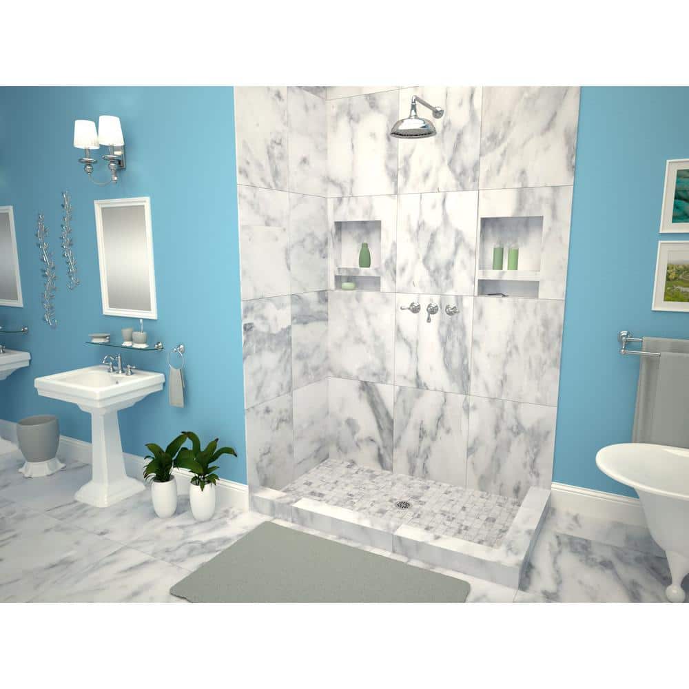 Tile Redi Redi Base 36 in. x 60 in. Double Threshold Shower Base with Center Drain and Polished Chrome Drain Plate (2)