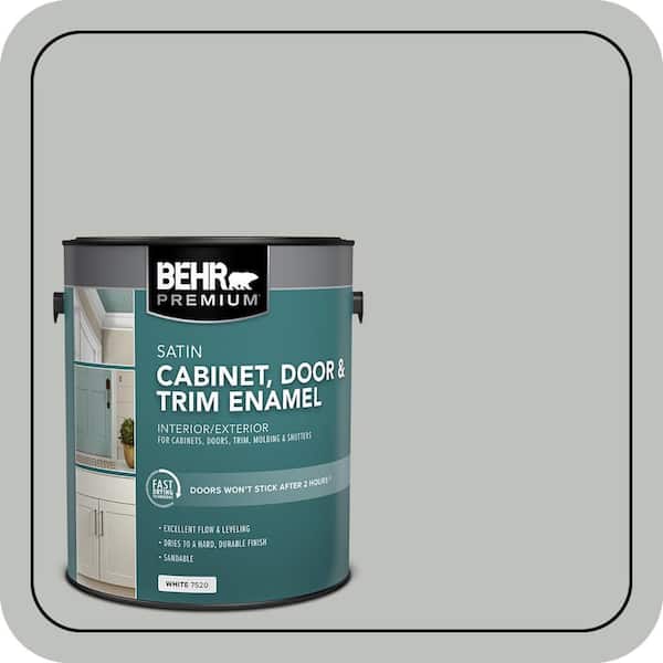 BEHR PREMIUM 1 gal. #SC-365 Cape Cod Gray Satin Enamel Interior/Exterior Cabinet, Door & Trim Paint (2)