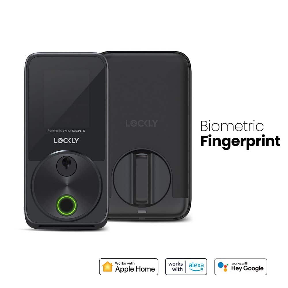 Lockly Secure Pro Zeno Series Matte Black Deadbolt WiFi Smart Lock, Apple Home Key, Fingerprint, Keypad, Siri/Alexa/Google