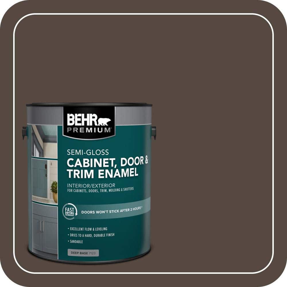 BEHR PREMIUM 1 gal. #N210-7 Havana Coffee Semi-Gloss Enamel Interior/Exterior Cabinet, Door & Trim Paint (1)