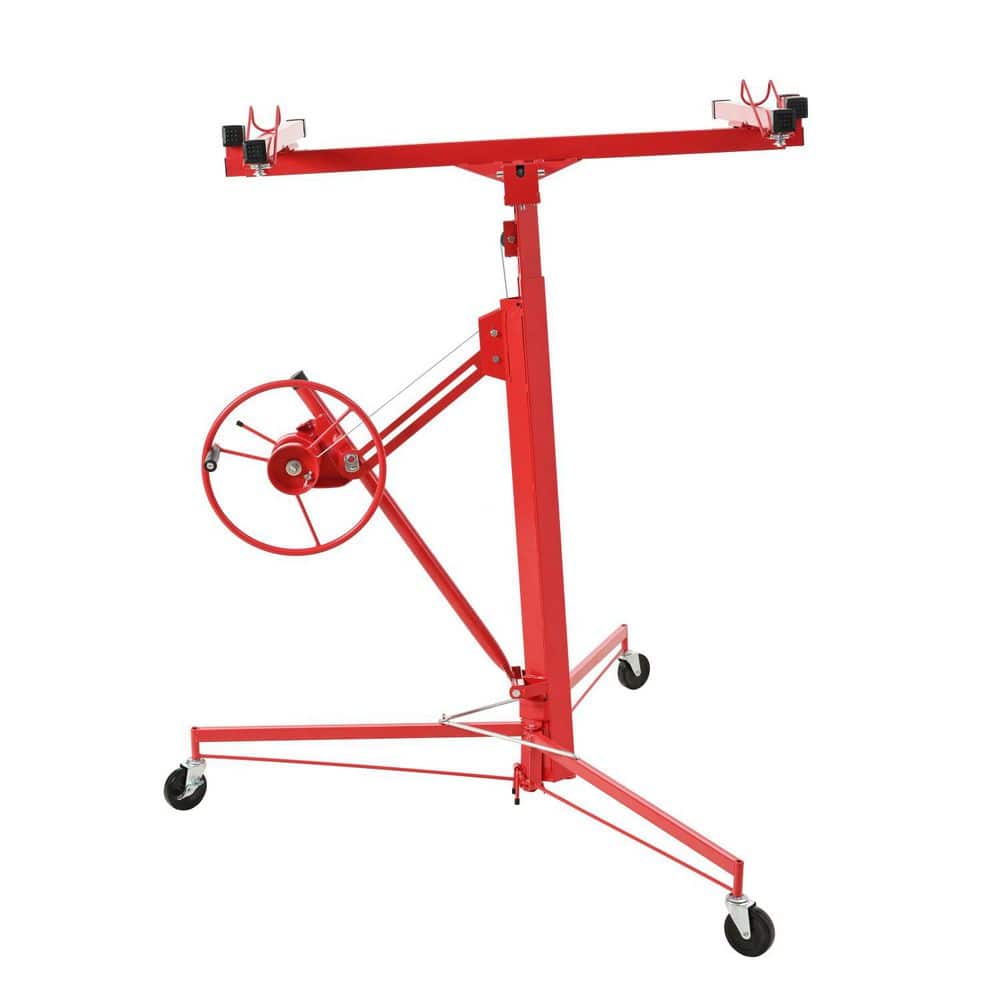 xinyoec 16 ft. Red Drywall Panel Hoist with Caster Wheel and Telescopic Arm, Drywall Lift Panel, Rolling Hoist, Jack Lifter (3)