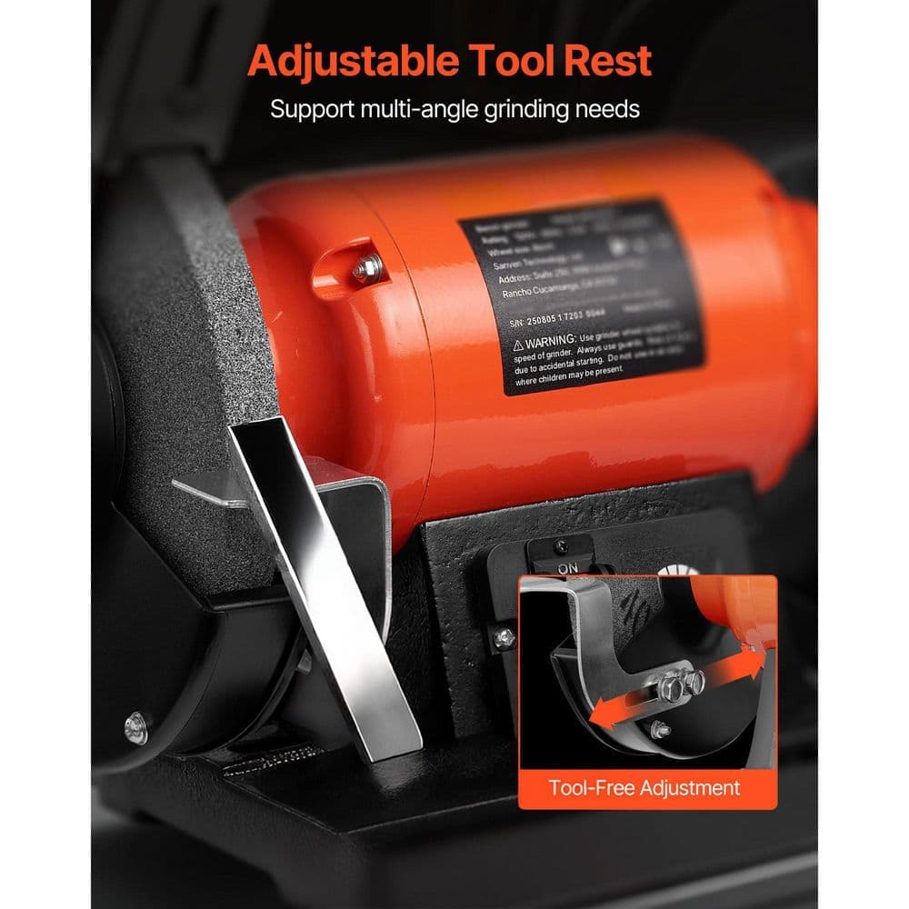 SKYSHALO 8 in. Variable Speed Bench Grinder, 2000-3450RPM Table Grinder with 550W Induction Motor, 36/60-Grit Grinding Wheels (3)