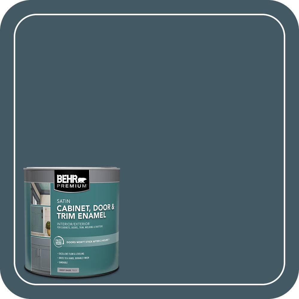BEHR PREMIUM 1 qt. #S480-7 Midnight in the Tropics Satin Enamel Interior/Exterior Cabinet, Door & Trim Paint (1)