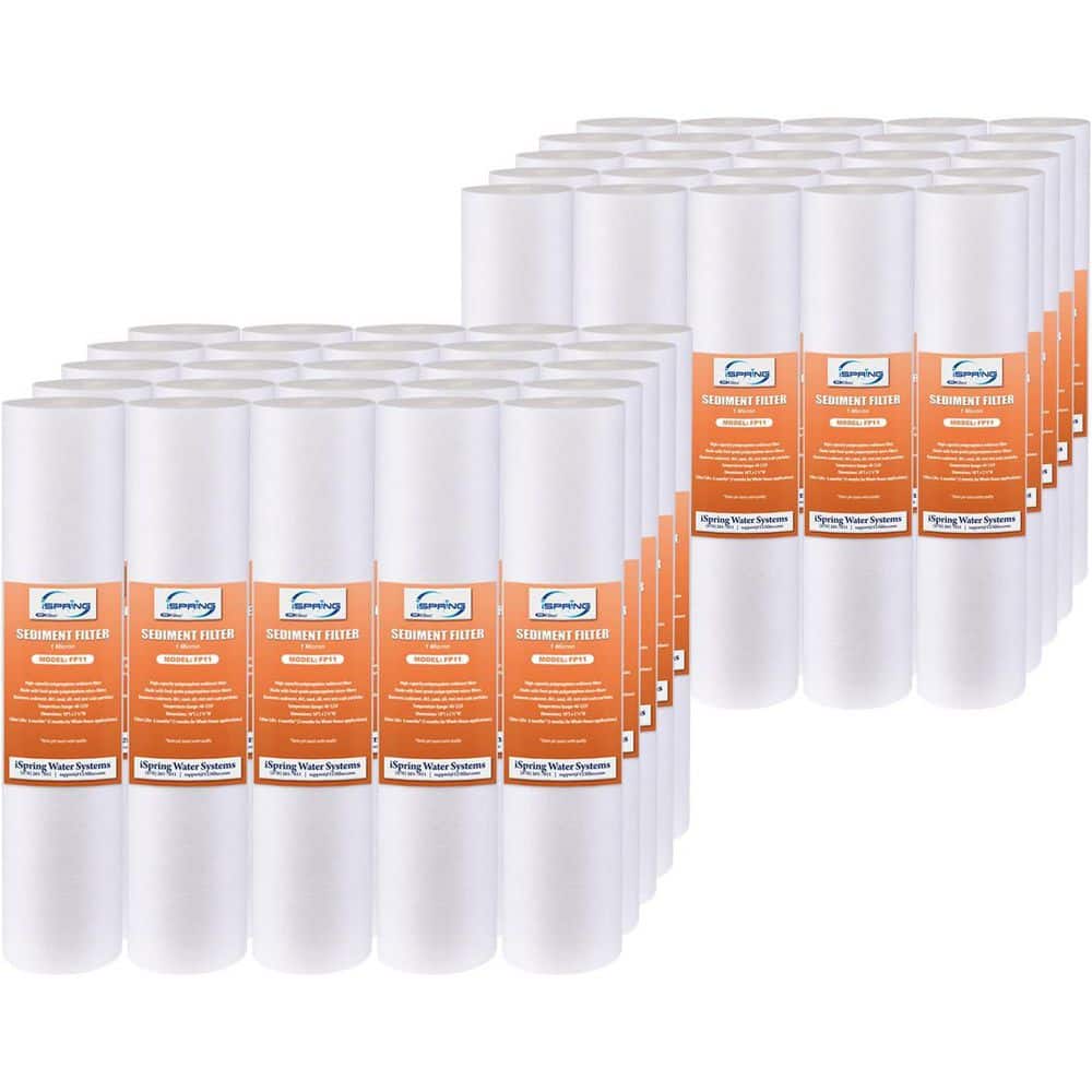 ISPRING 1 Micron 10 in. x 2. 5 in. Multi-layer Sediment Water Filter Replacement Cartridges, 50-Pack