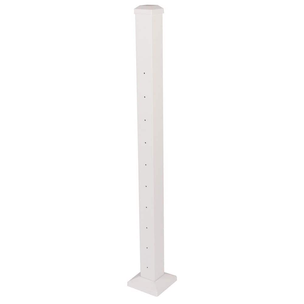 Deckorators Cable Rail 2-1/2 in. x 2-1/2 in. x 39 in. Textured White Aluminum Line Post for Cable Railing System (1)