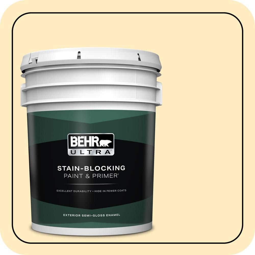 BEHR ULTRA 5 gal. #P260-2 Yogurt Semi-Gloss Enamel Exterior Paint & Primer