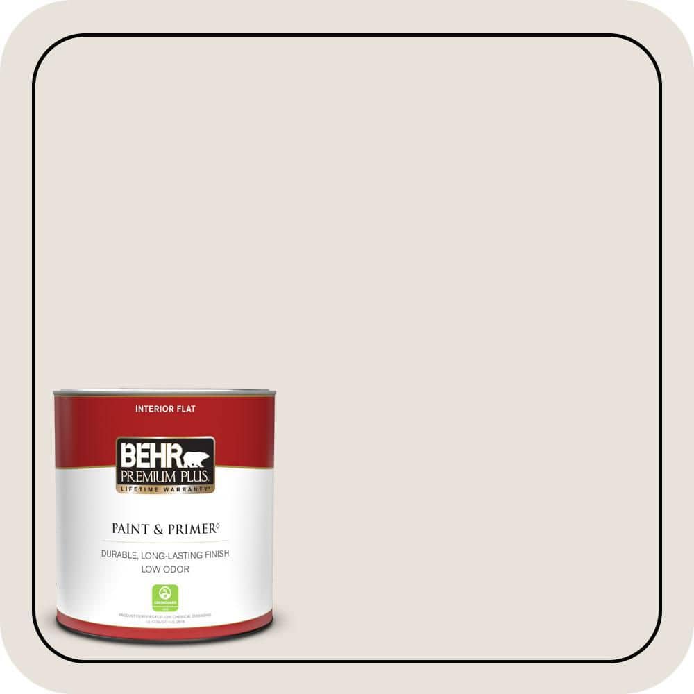 BEHR PREMIUM PLUS #N180-1 Barely Brown Flat Interior/Exterior Paint & Primer Color Sample (1)