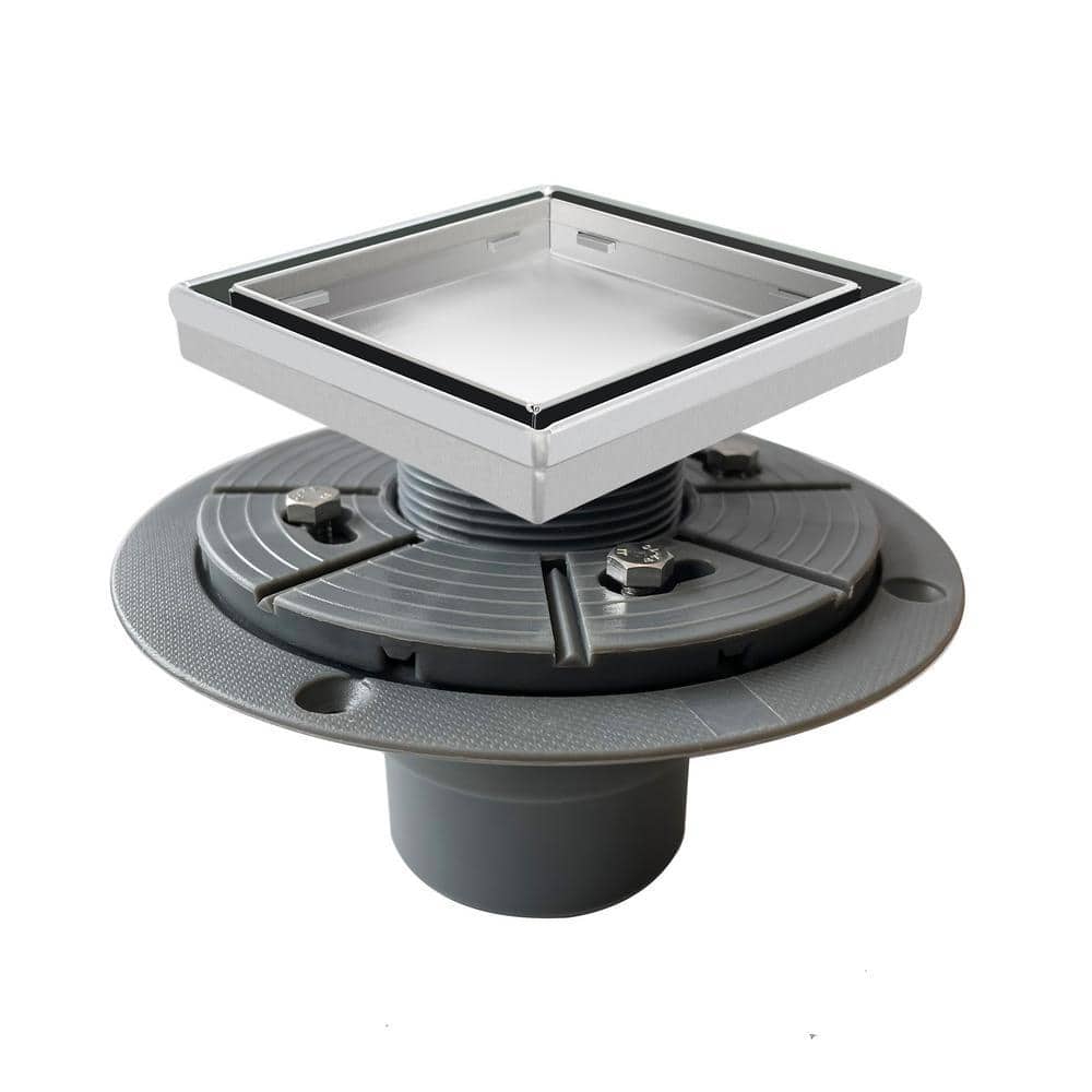 Neodrain 4 in. x 4 in. Stainless Steel Square Shower Drain with Tile-In Pattern Surface and PVC Drain Base (1)