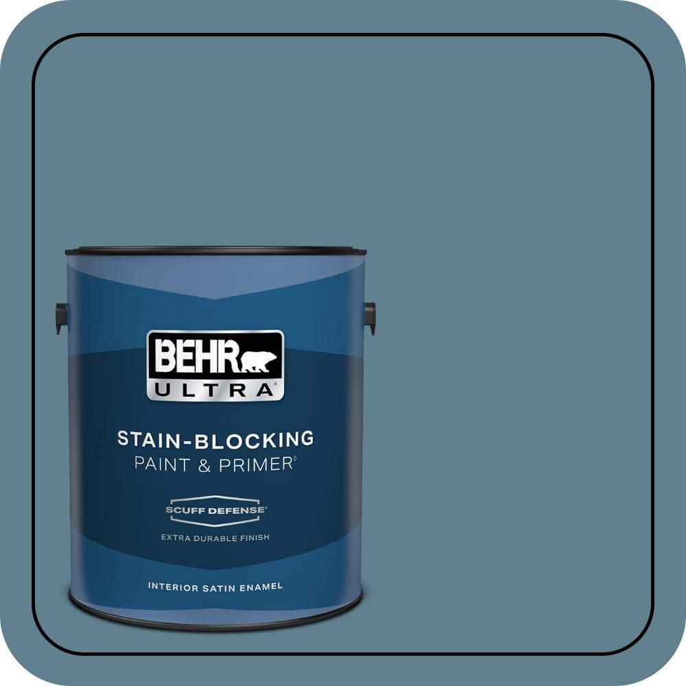 BEHR ULTRA 1 gal. #S470-5 Blueprint Extra Durable Satin Enamel Interior Paint & Primer