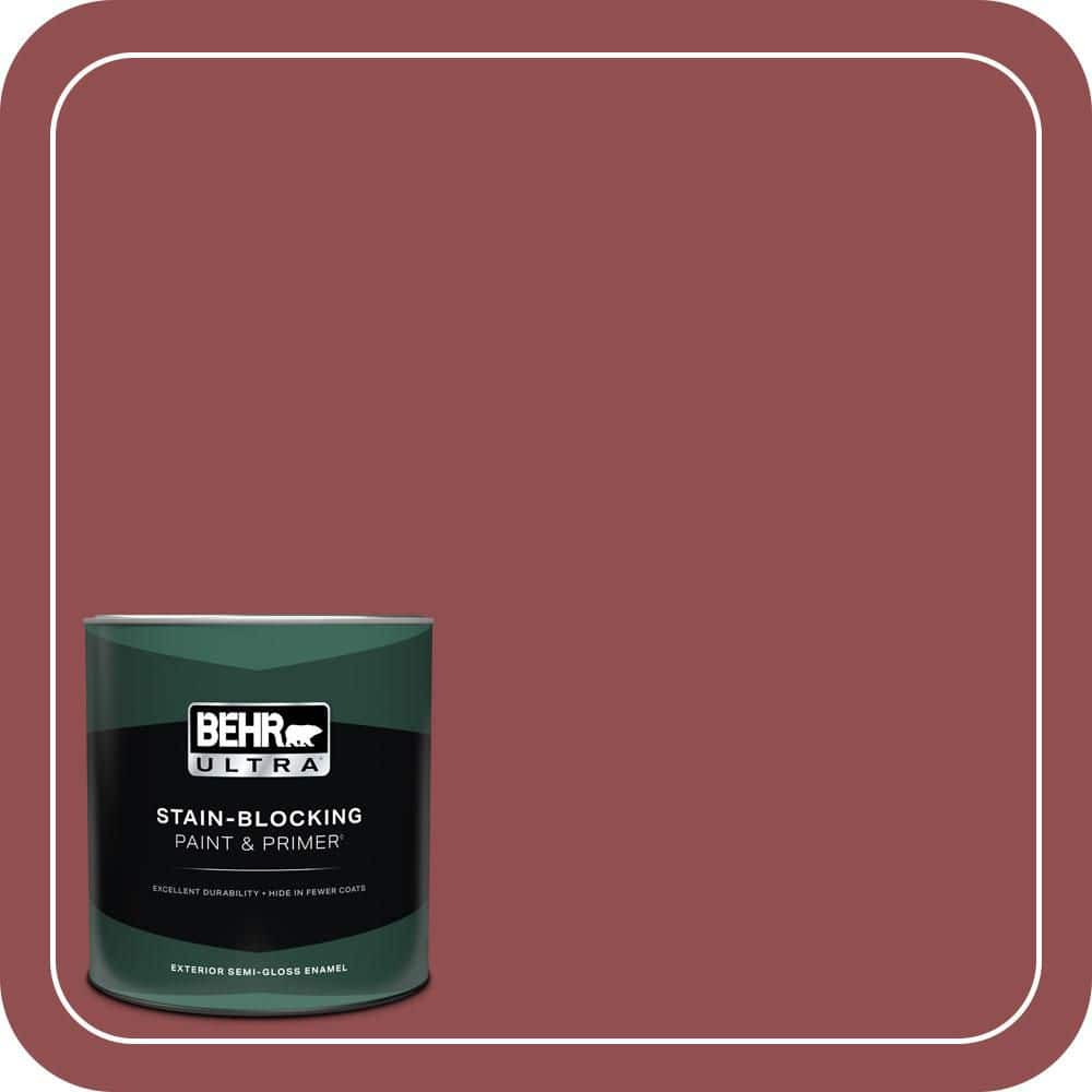 BEHR ULTRA 1 qt. #PPU1-08 Pompeian Red Semi-Gloss Enamel Exterior Paint & Primer