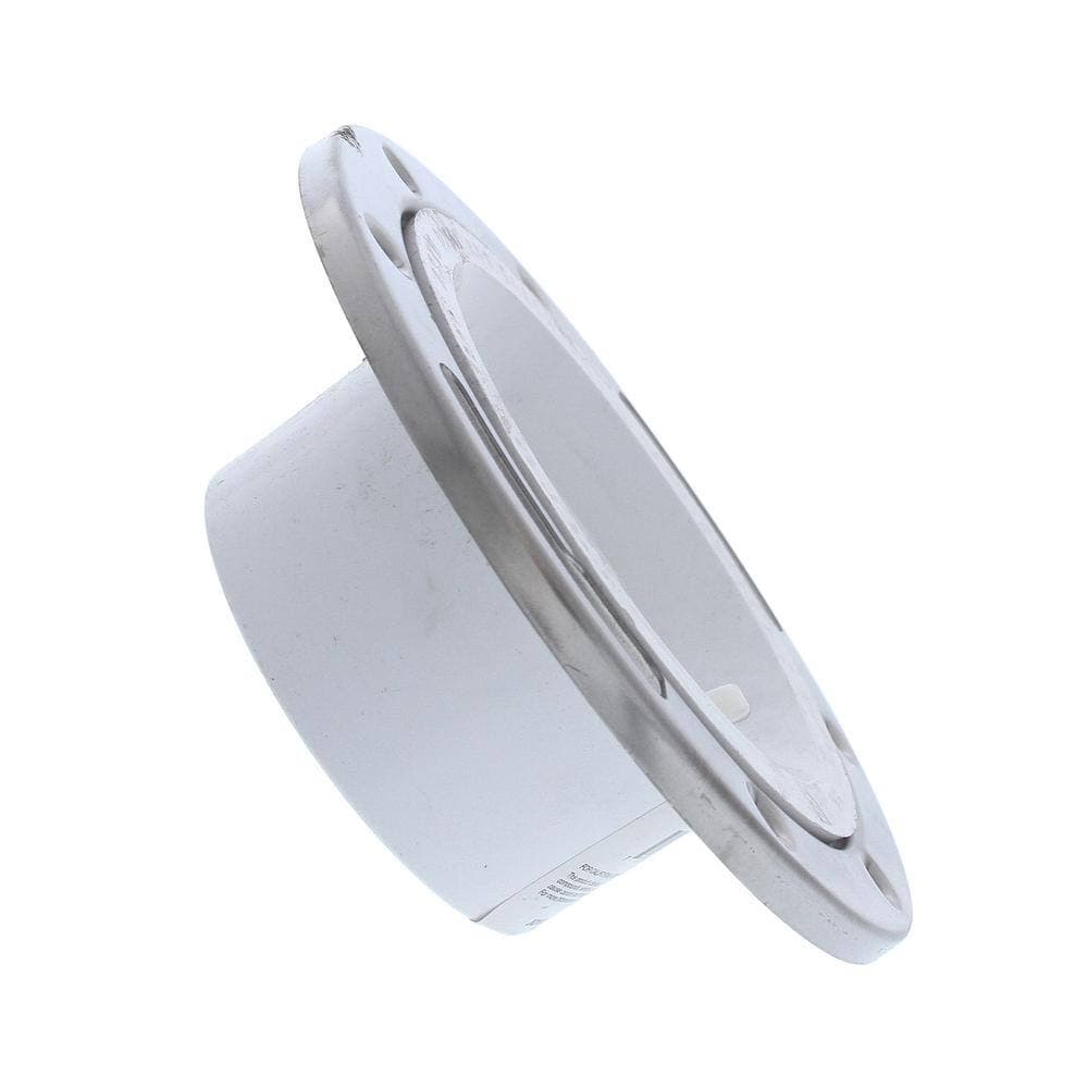 JONES STEPHENS 7 in. O.D. PVC Closet (Toilet) Flange w/Stainless Steel Ring and Knockout, Fits Over 3 in. or Inside 4 in. Sch. 40 Pipe (3)