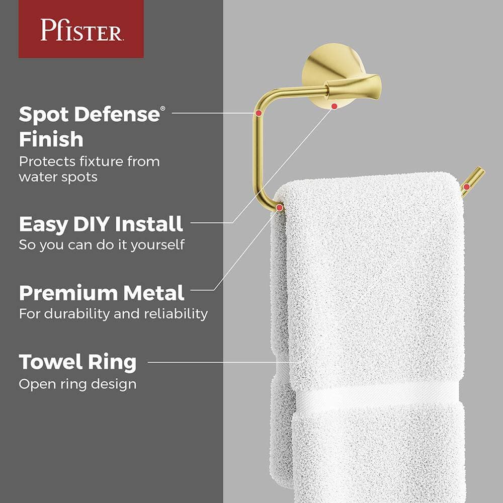 Pfister Willa Wall Mounted Towel Ring in Brushed Gold (2)