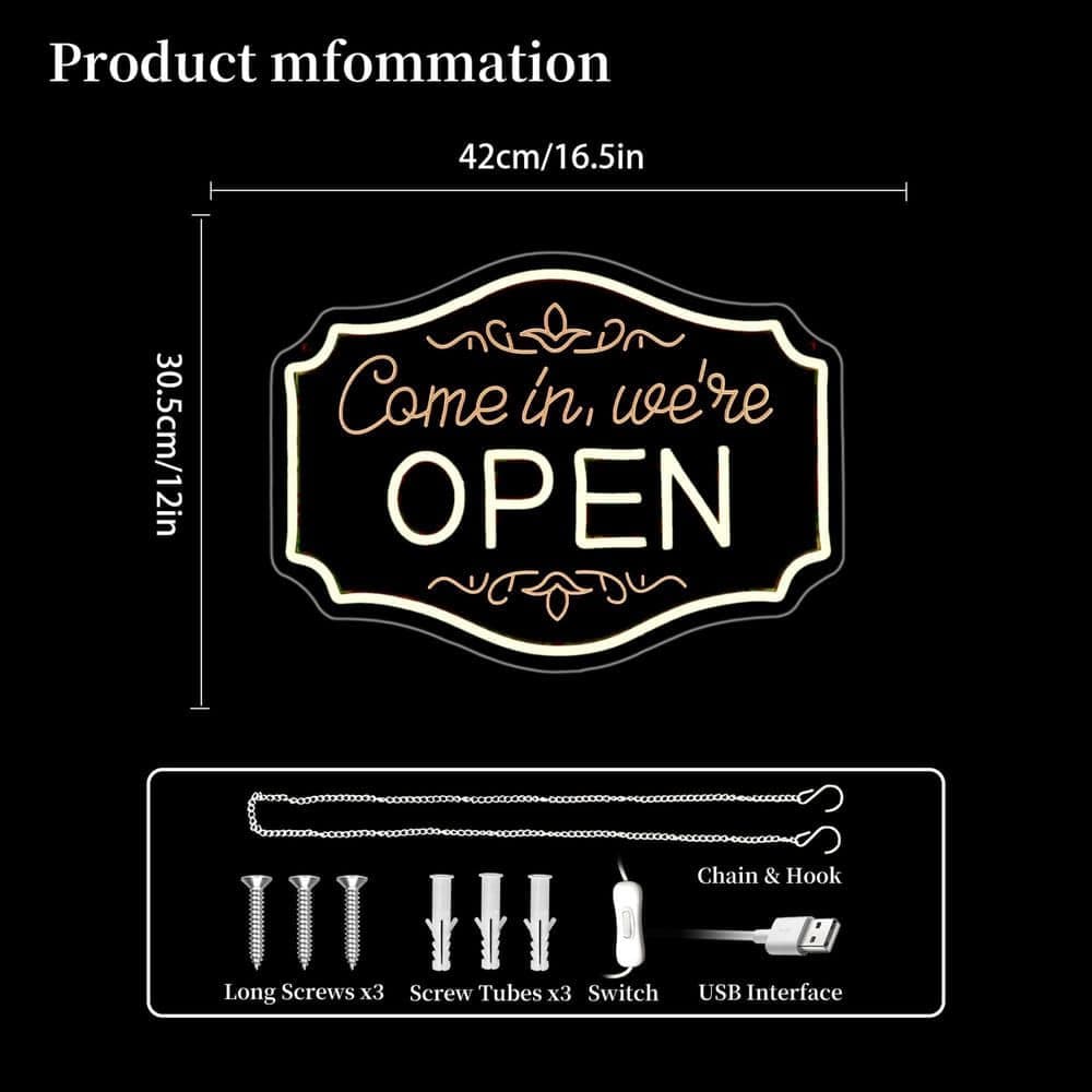 Afoxsos Open Neon Sign Welcome LED Neon Light Wall Decor Acrylic Neon Sign for Shop Bar Cafe Birthday Party Club (3)
