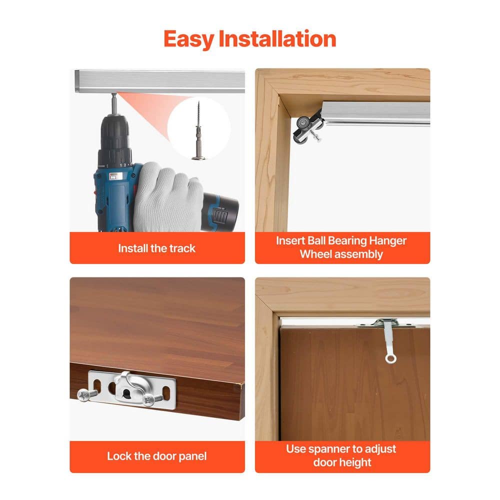 SKYSHALO Sliding Pocket Door Hardware Track Kit, 44. 69in. Pocket Door Track Kit for Smooth and Quiet Sliding, Easy to Install (2)