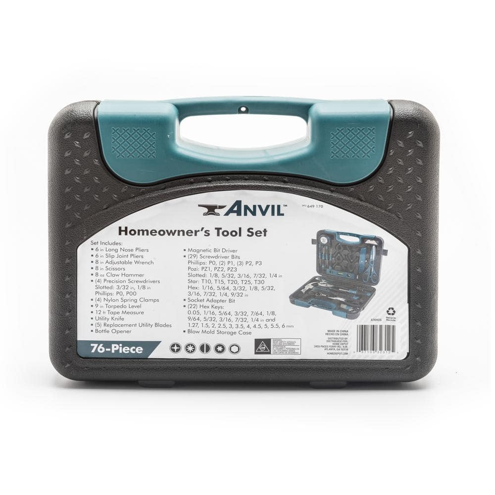 Anvil 76-Piece SAE and Metric Homeowners Tool Kit with Case (3)