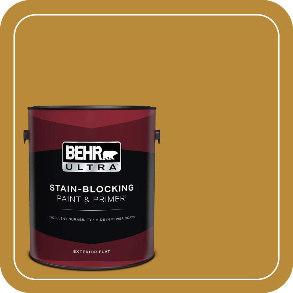 BEHR ULTRA 1 gal. #S-H-350 Burmese Gold Flat Exterior Paint & Primer