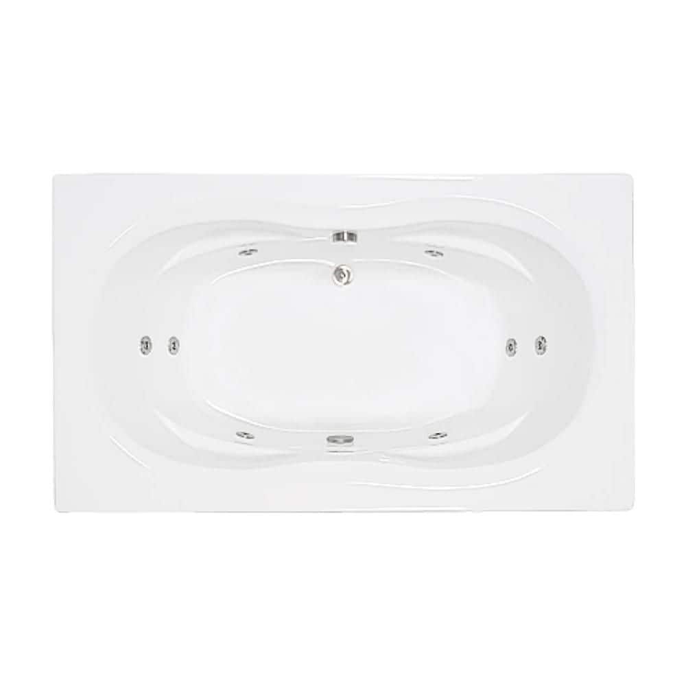 Comfortflo 72 in. x 42 in. Acrylic Rectangular Drop-in Whirlpool Bathtub with Center Drain in White (2)