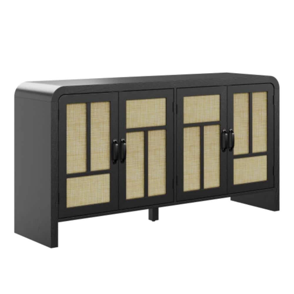 Unbranded 59 in. W x 15.3 in. D x 30.9 in. H Bathroom Black Linen Cabinet (1)