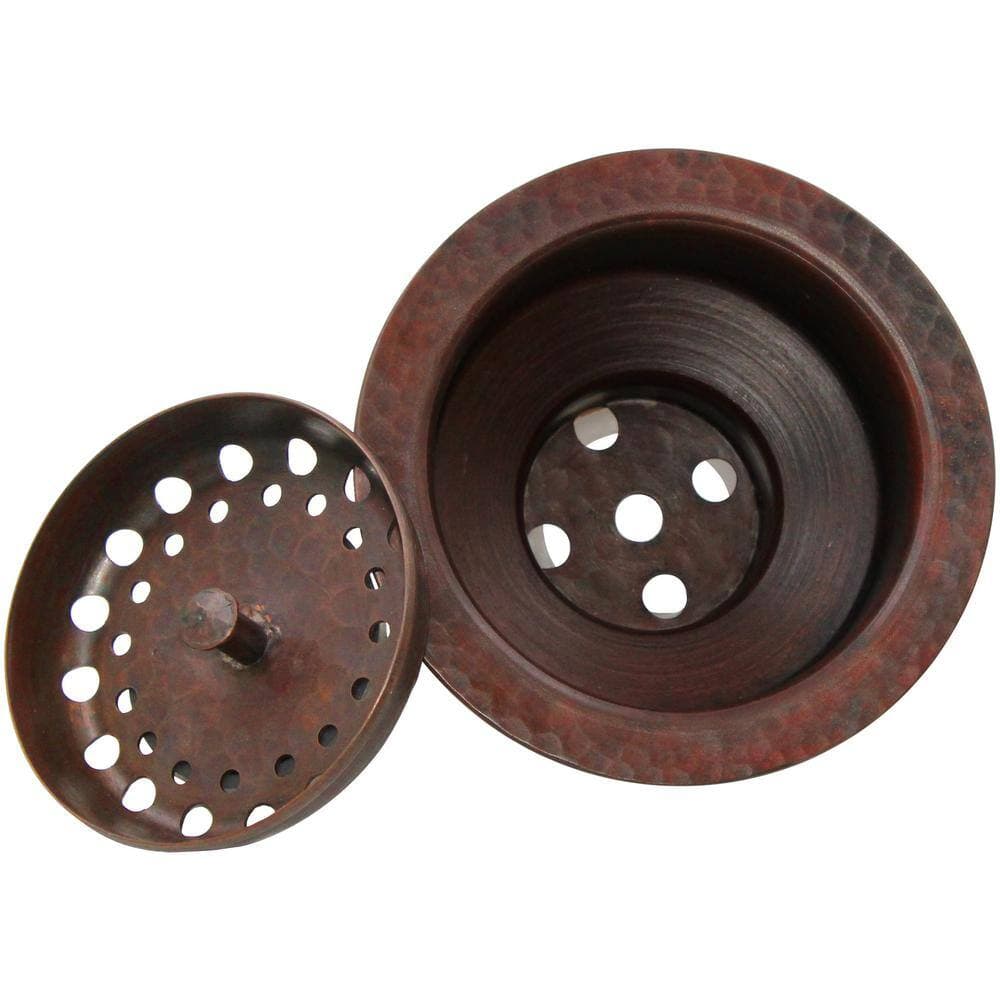 Novatto 3.5 in. Hand-Hammered Copper Kitchen, Bar and Prep Sink Basket Drain (3)