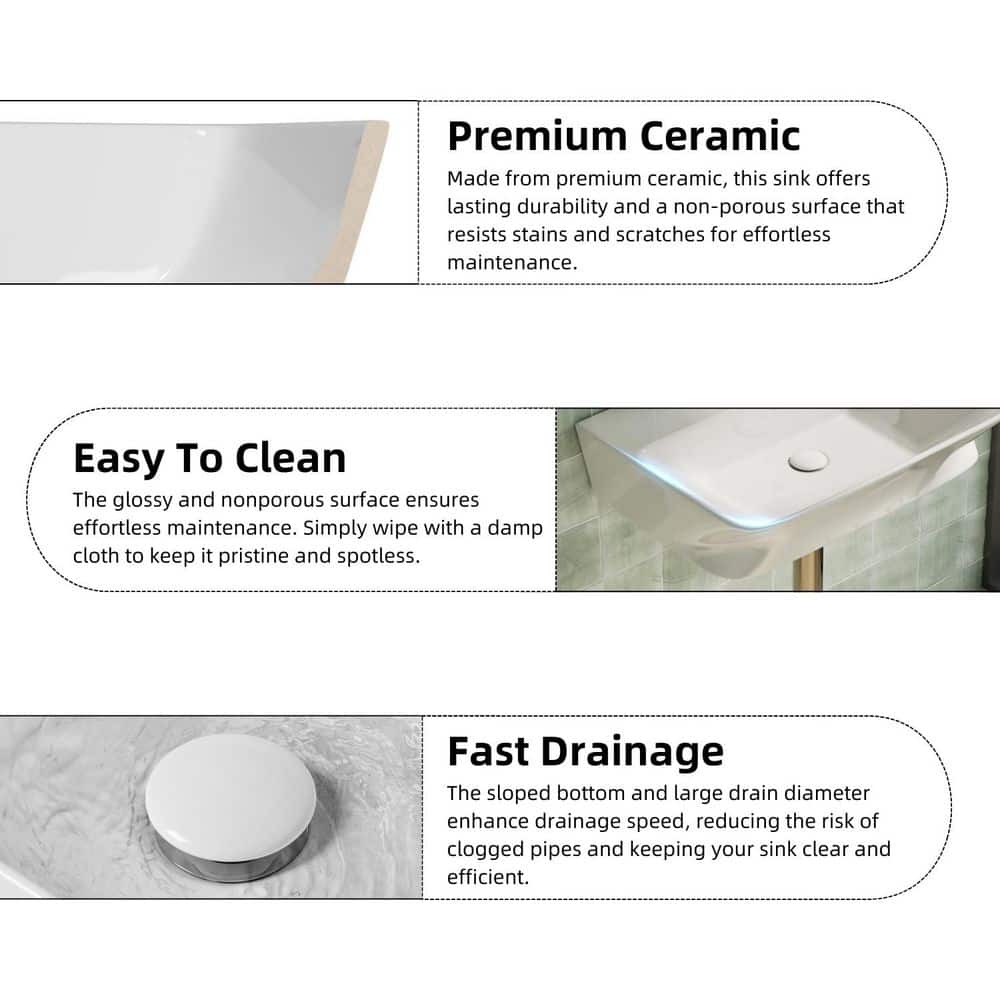 Los Flexi 24 in. L x 17 in. W x 6 in. H White Ceramic Wall Hung Bathroom Sink with Overflow and 3 Faucet Holes for 4 in. Centerset (2)