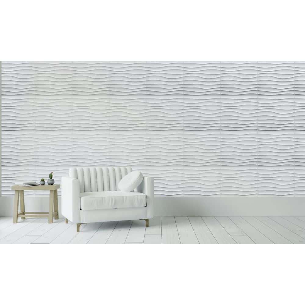 Dundee Deco Falkirk Ross 2/25 in. x 19.7 in. x 19.7 in. White PVC Wave 3D Decorative Wall Panel (3)