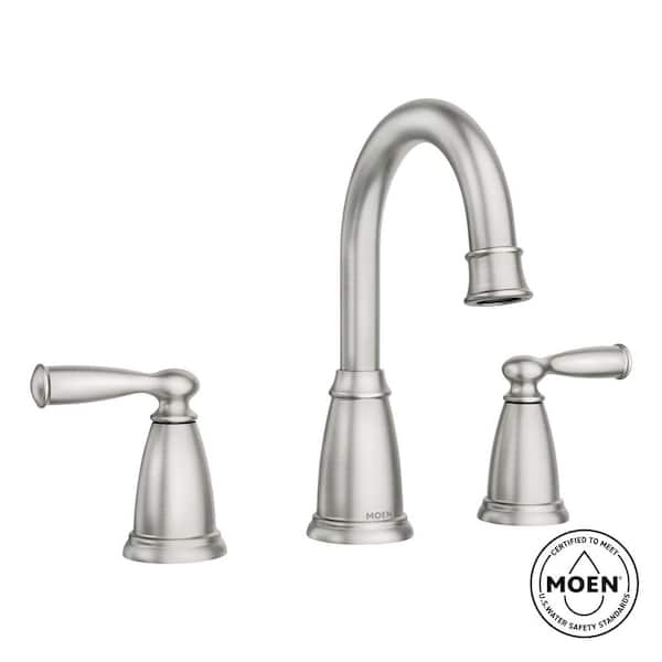 MOEN Banbury 8 in. Widespread Double Handle High-Arc Bathroom Faucet in Spot Resist Brushed Nickel (Valve Included)