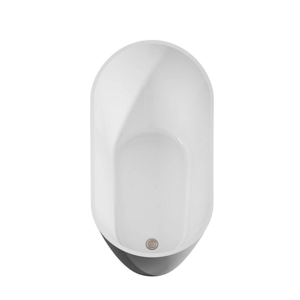 Wyndham Collection Davia 59 in. x 32 in. Soaking Bathtub with Center Drain in White with Brushed Nickel Trim (2)