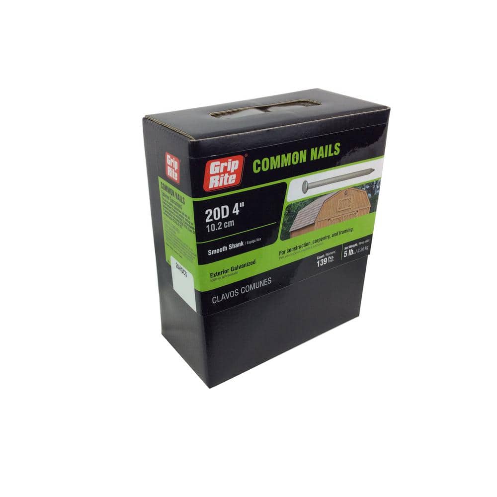Grip-Rite 6-Gauge 20-penny Exterior Galvanized Steel Smooth Shank Nails Box
