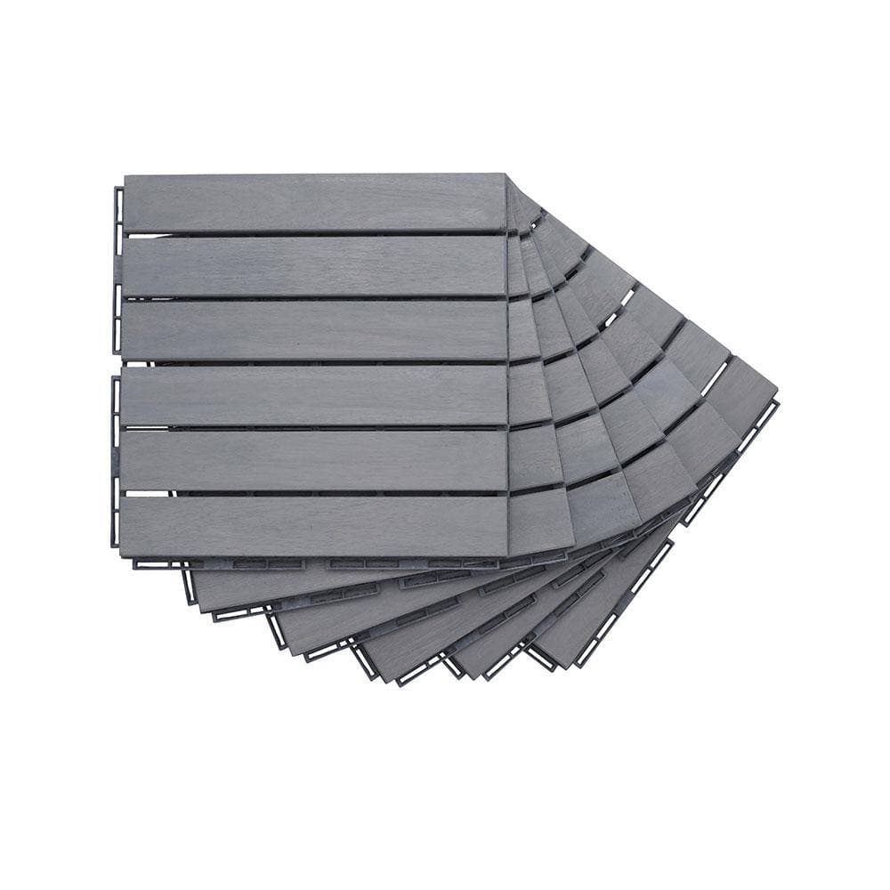 Afoxsos 1 ft. x 1 ft. Light Grey Wood Interlocking Deck Tiles Striped Pattern All-Weather for Patio, Balcony Pool Side (30-Pack) (2)