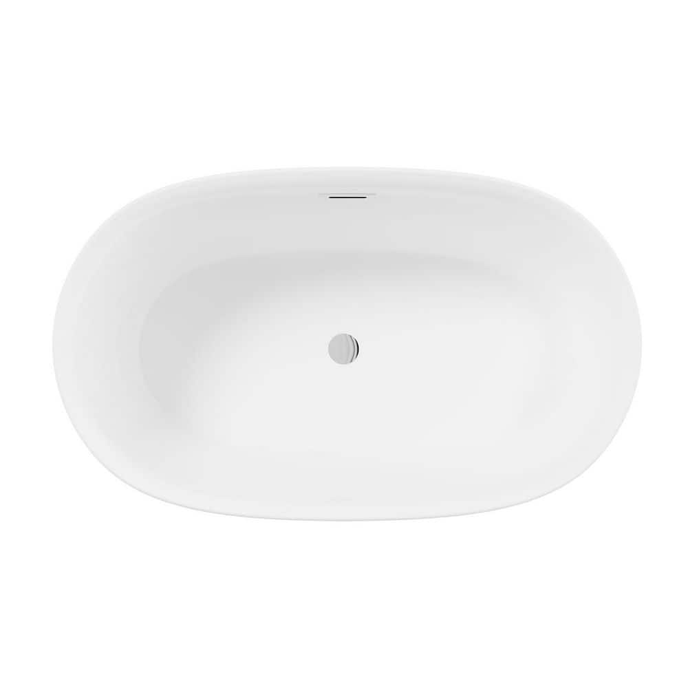 Maincraft 47.2 in. x 27.6 in. Acrylic Freestanding Soaking Bathtub with Center Drain in White/Chrome, cUPC Certified (1)