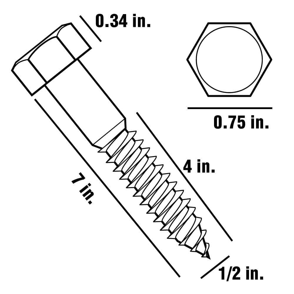Everbilt . Hex Head Hex Drive Zinc Plated Lag Screw (3)