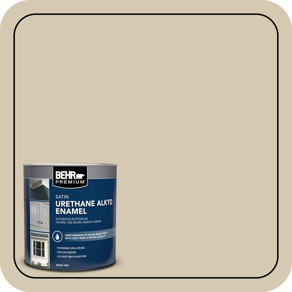 BEHR PREMIUM 1 qt. #770C-3 Sand Fossil Satin Enamel Urethane Alkyd Interior/Exterior Paint (1)