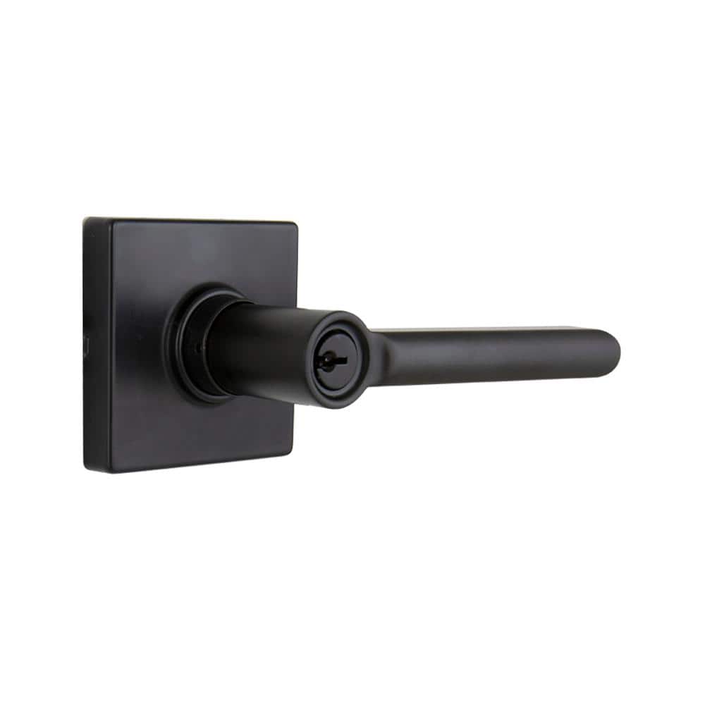 Defiant Tonebridge Matte Black Keyed Entry Door Handle with Square Rose (1)