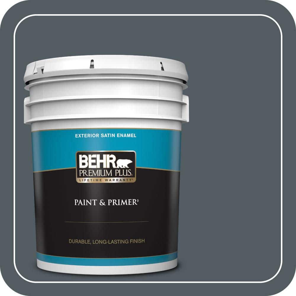 BEHR PREMIUM PLUS 5 gal. #PPU25-21 City Rain Satin Enamel Exterior Paint & Primer