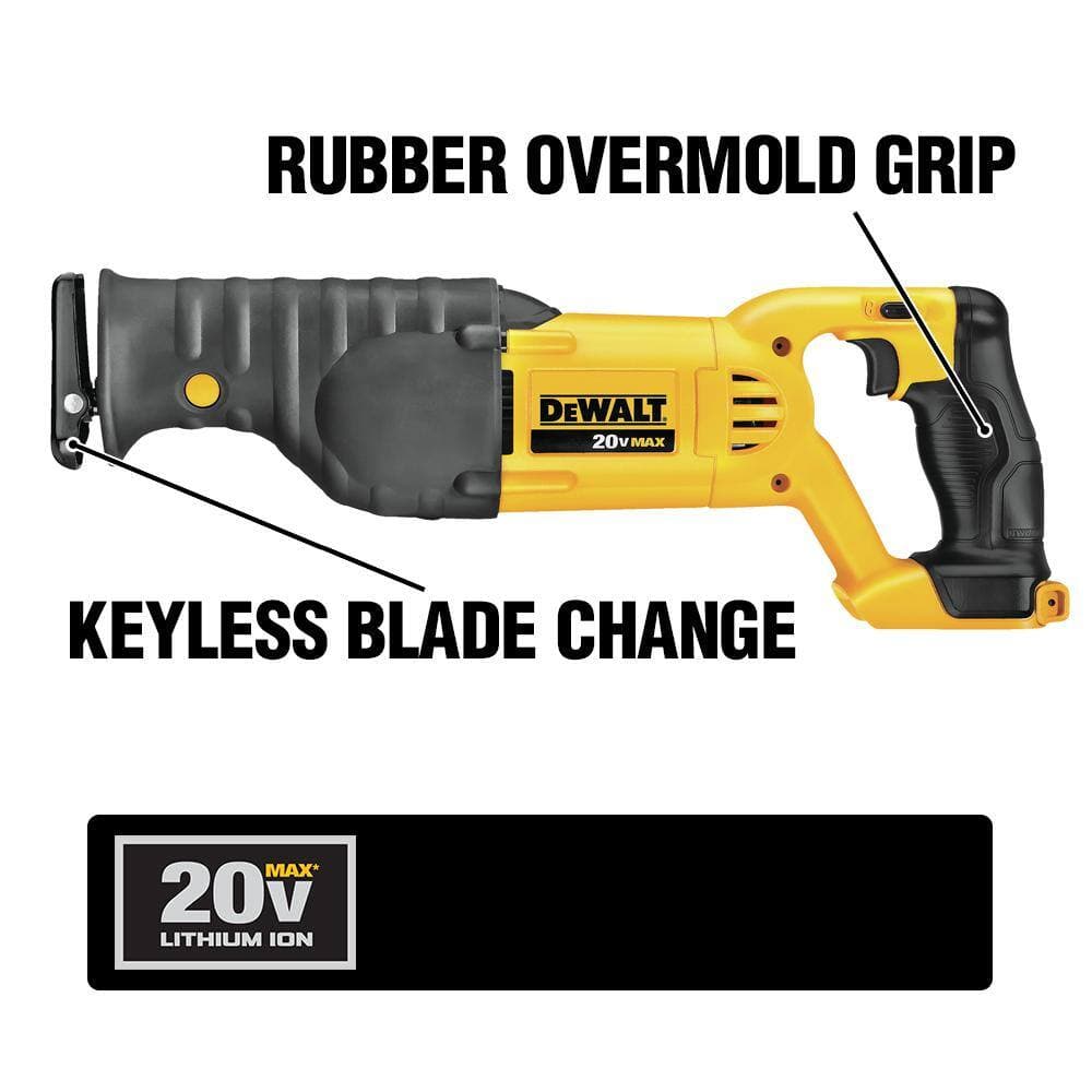 DEWALT 20V MAX Cordless Reciprocating Saw with 20V MAX Compact Lithium-Ion 2.0Ah Battery (2)