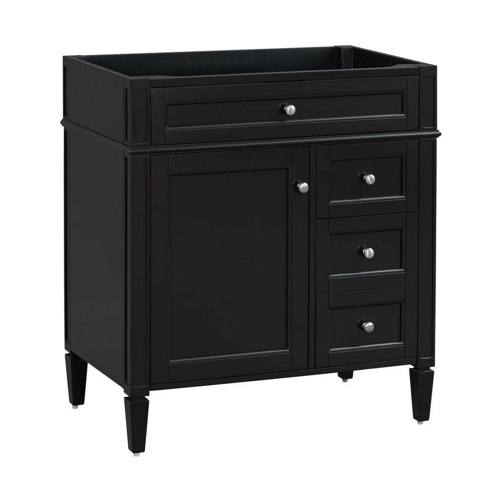 Tileon 29.3 in. W x 18 in. D x 33 in. H Modern Bath Vanity Cabinet without Top with Tip-Out Drawer & Adjustable Shelf in Black