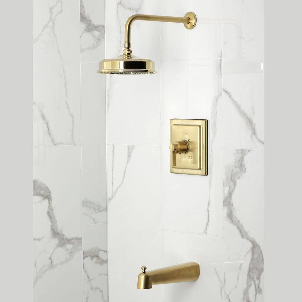 Kingston Brass NuvoFusion 1-Handle 1-Spray Tub and Shower Faucet 1.8 GPM in Brushed Brass (2)