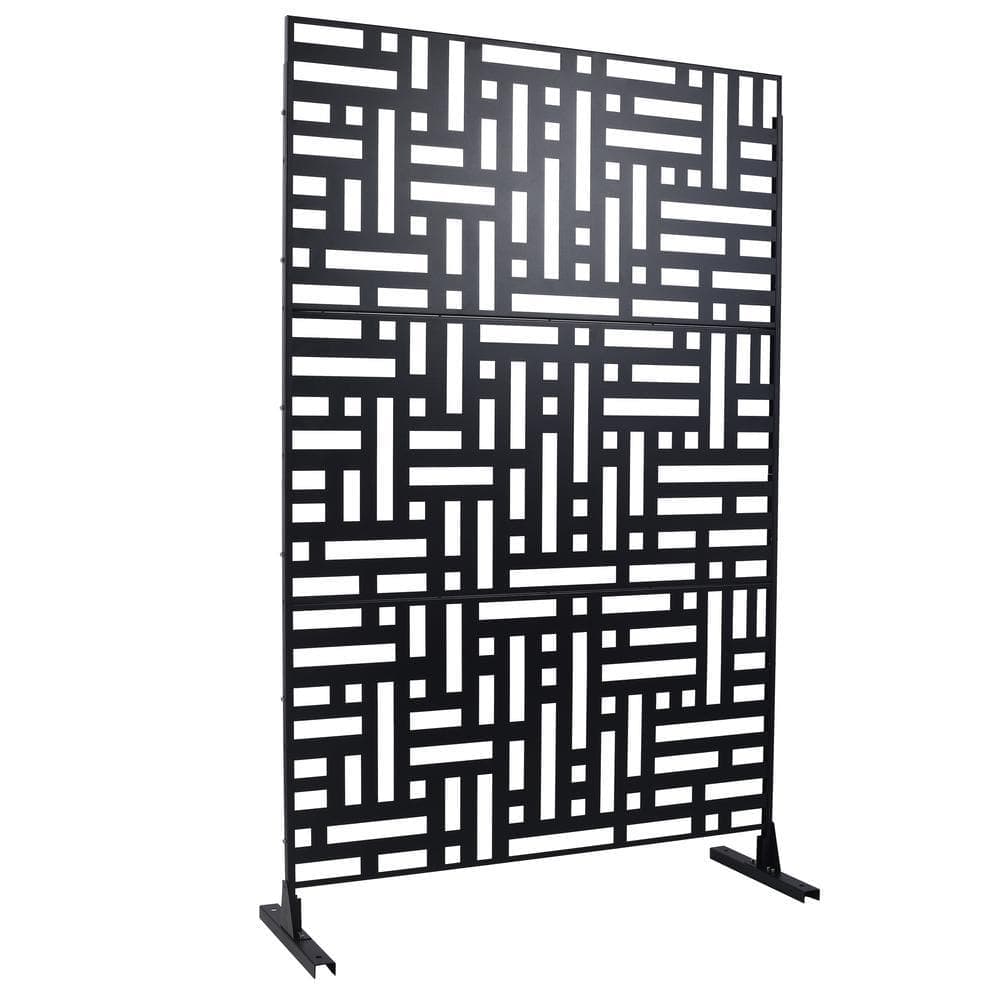 Sudzendf Heleen Street Black Metal Outdoor Privacy Screen, Freestanding Outdoor Divider Decorative Privacy Fence Screen Set (1)