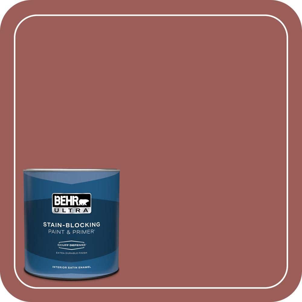 BEHR ULTRA 1 qt. #PMD-86 Arabian Red Extra Durable Satin Enamel Interior Paint & Primer