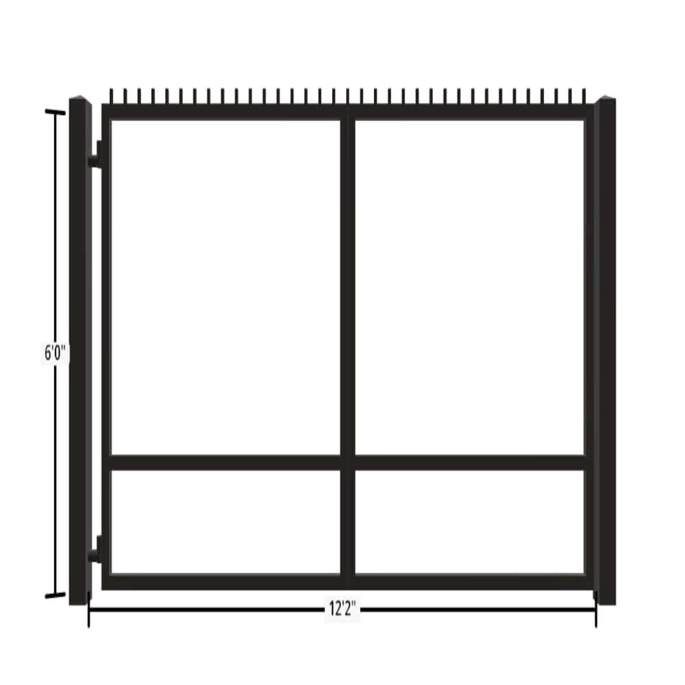 Unbranded Driveway Gate — Swing, Side, Finials, Black — 146"W x 72"H (1)