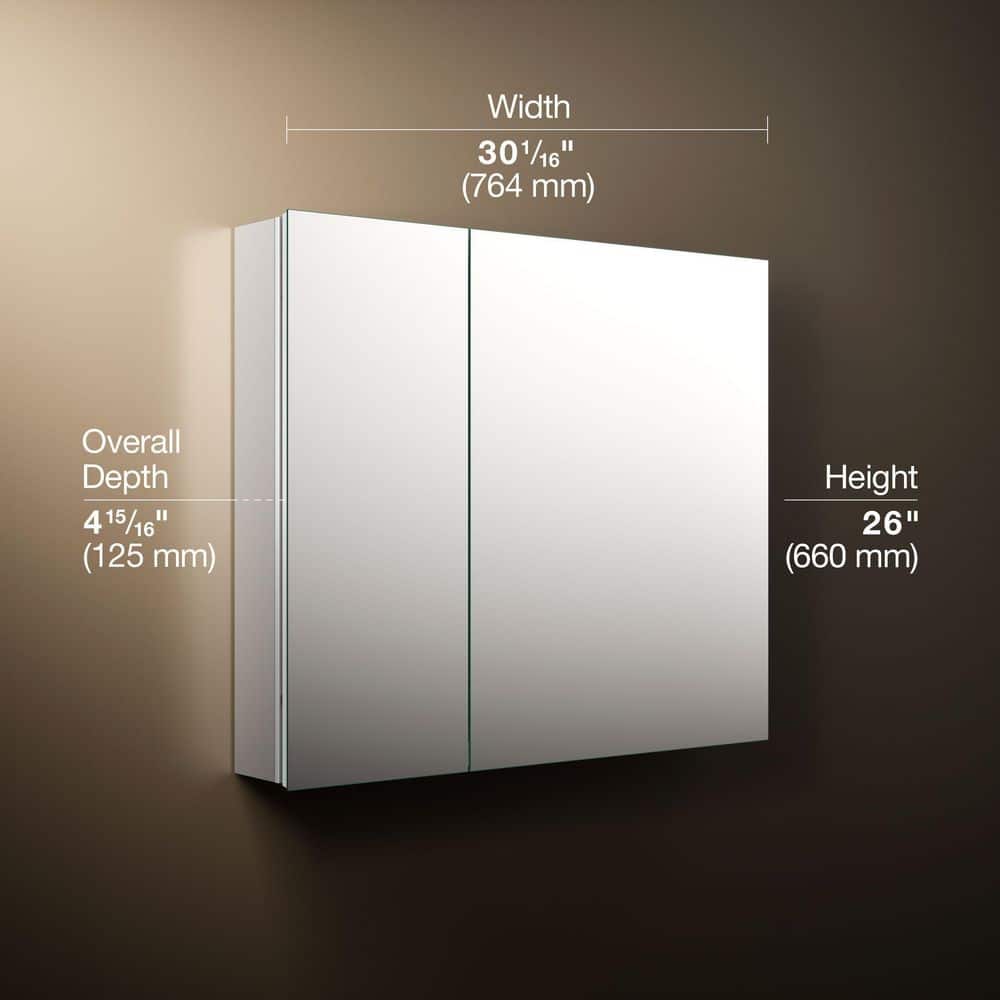 KOHLER Embark 30 in. W x 26 in. H Rectangular Recessed/Surface Mount Medicine Cabinet with Mirror (4)