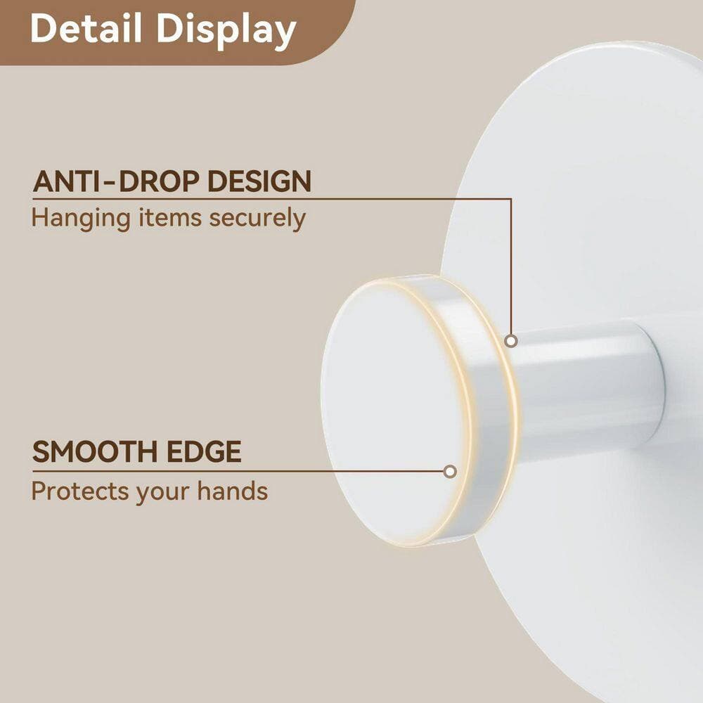 LAIFUCAM Adhesive Wall Hook Coat and Towel Holder in White Stainless Steel Finish, Heavy Duty, Extra Sticky, 12 LB Max (3)
