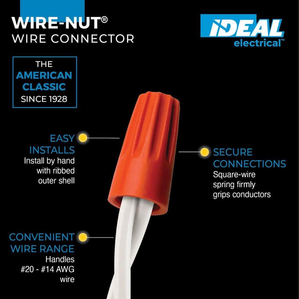 IDEAL Wire-Nut Wire Connector, 73B Orange, Jar of 250 (2)
