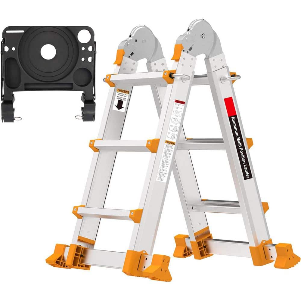 Unbranded 17 ft. Aluminum Multi-Position Ladder with Stabilizer Bar, 330 lb. Capacity